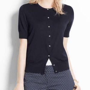 Ann Taylor Short Sleeve Cardigan (Navy Blue)